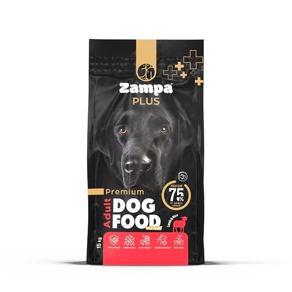 ZAMPA PLUS YETİŞKİN KÖPEKLER İÇİN KUZU ETLİ & PİRİNÇLİ PREMİUM KURU MAMA 15KG