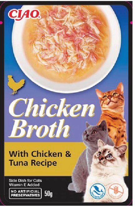 CIAO CHICKEN BROTH TAVUK SULU VE TON BALIKLI KEDİ ÇORBASI (KUTU İÇİ 12'Lİ KOLİ İÇİ 48'Lİ)