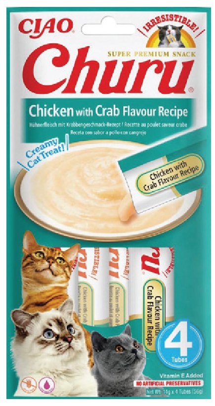 CIAO CHURU CREAM TAVUKLU VE YENGEÇLİ KEDİ ÖDÜL KREMASI (KUTU İÇİ 12'Lİ KOLİ İÇİ 48'Lİ)