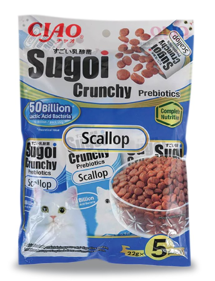 CIAO SUGOI CRUNCHY DENİZ TARAKLI PREBİOTİK KEDİ MAMASI 22 GR X 5 PAKET (110 GR)