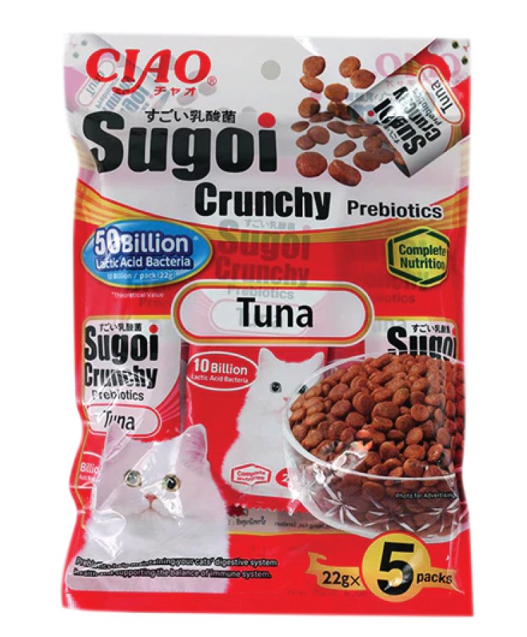 CIAO SUGOI CRUNCHY TON BALIKLI PREBİOTİK KEDİ MAMASI 22 GRX5 PAKET (110 GR)