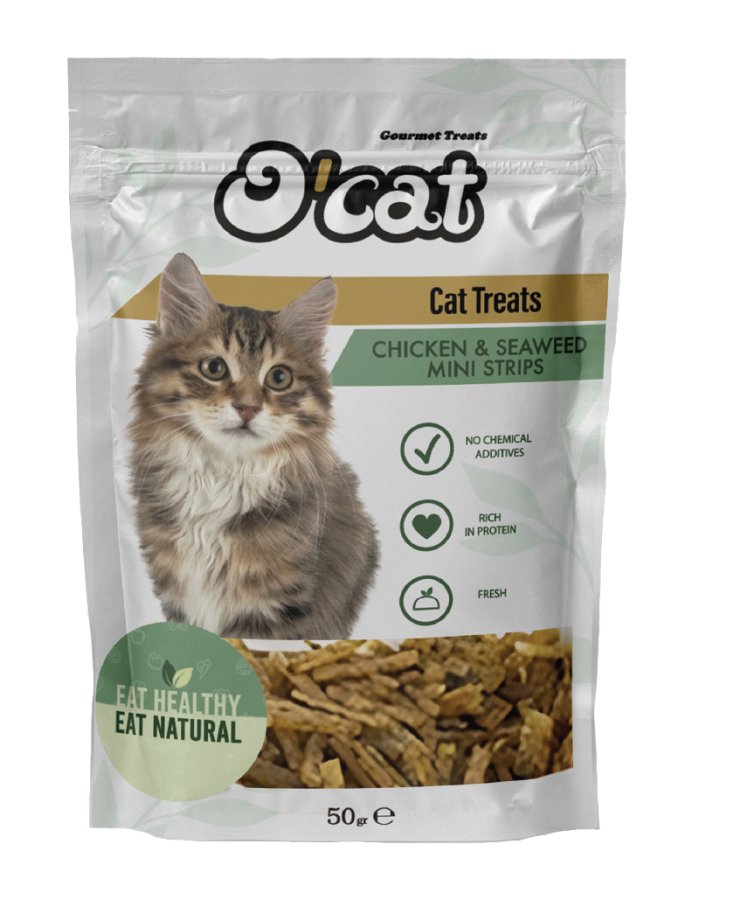 O CAT TAVUK VE YOSUNLU MİNİ ÇUBUK KEDİ ÖDÜLÜ 10x50g