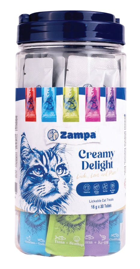 ZAMPA CREAMY DELİGHT KEDİ KREMA ÖDÜL MAMASI 10(30x16g)