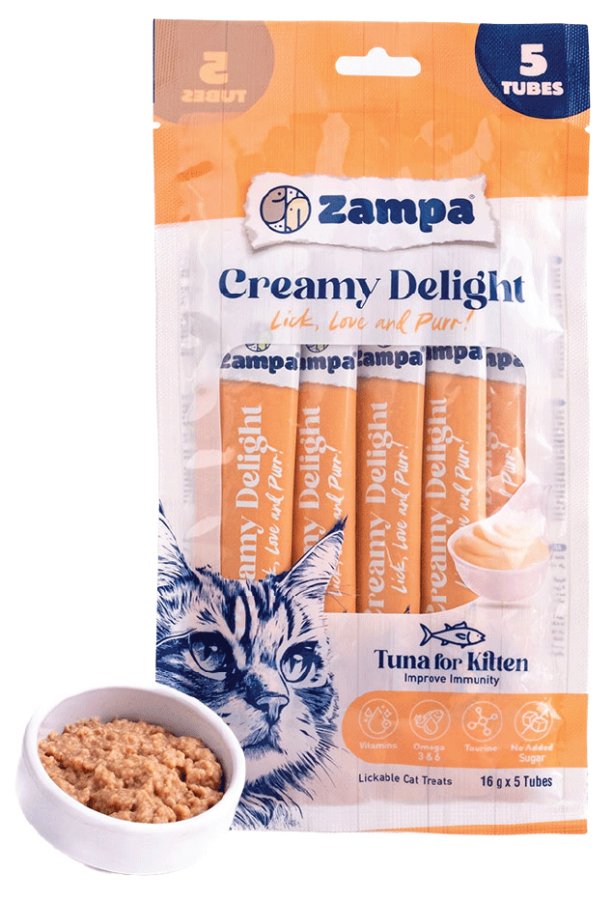 ZAMPA CREAMY DELİGHT YAVRU KEDİLER İÇİN TON BALIKLI KREMA ÖDÜL MAMASI - 16G X 5 12'LI