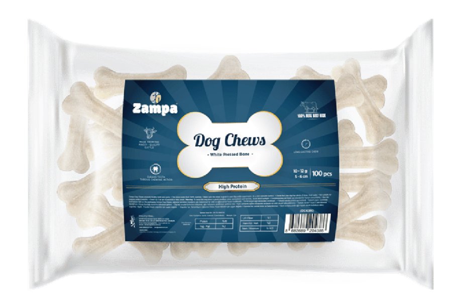 ZAMPA BEYAZ PRESS KEMİK KÖPEK ÖDÜLÜ 100 LÜ 10-12 GR