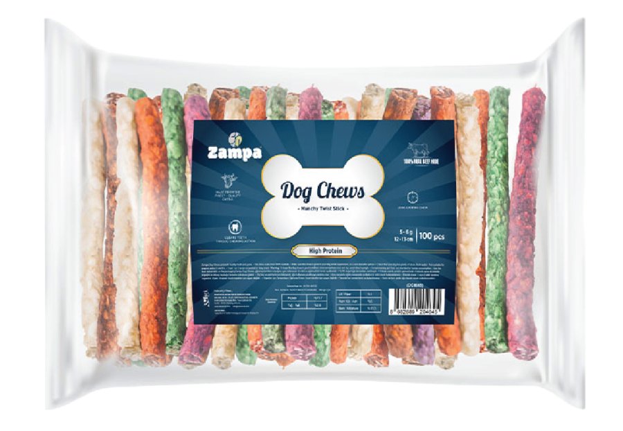 ZAMPA MUNCHY BURGU ÇUBUK(STİCKS) KEMİK KÖPEK ÖDÜLÜ 100 LÜ 5 GR